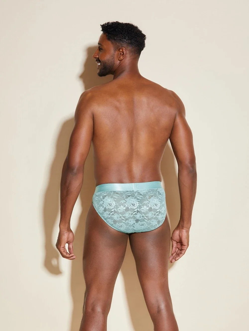 Cosabella Men's Light Teal Briefs with Lace Trim
